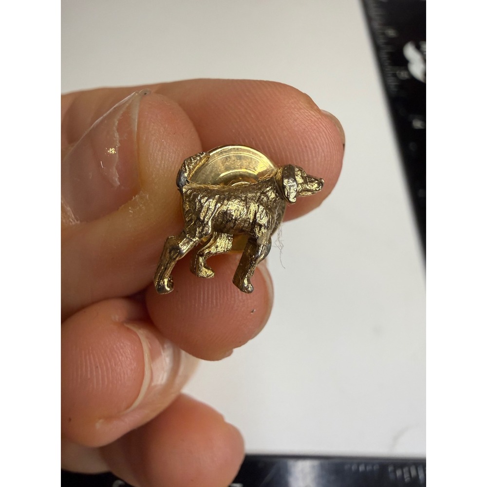 Avon Gold Tone Hunting Dog Lapel Pin Vintage Textured Retriever Animal Brooch
